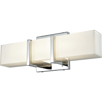 Secord 1 LED Vanity Light, Chrome With Silk Screened Opal Glass