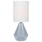 Lite Source - Mason Mini Table Lamp in Grey Ceramic with White Linen Shade E27 A 60W - Stylish and bold. Make an illuminating statement with this fixture. An ideal lighting fixture for your home.andnbsp