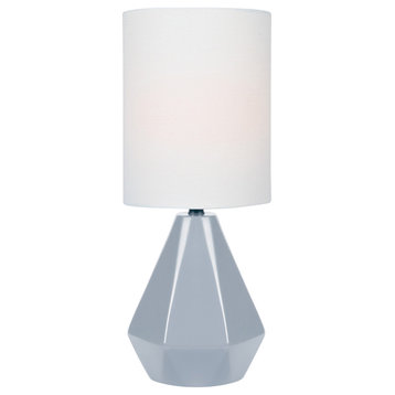 Mason Mini Table Lamp in Grey Ceramic with White Linen Shade E27 A 60W
