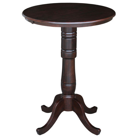 30" Round Top Pedestal Table, Rich Mocha