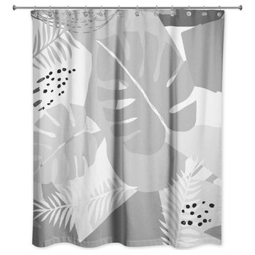 Abstract Tropical Leaves 1 71x74 Shower Curtain