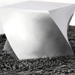 Twisted Cube Ottoman-Silver - Products