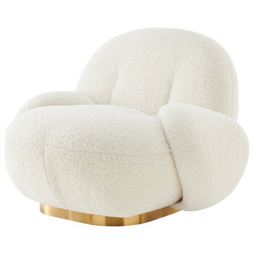 Claudia Faux Shearling w/ Gold Base Swivel Accent Chair