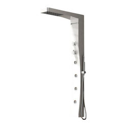 ADM Bathroom Design - ADM Shower Panel System With Handheld Shower Sprayer, White, 56" - Shower Panels And Columns