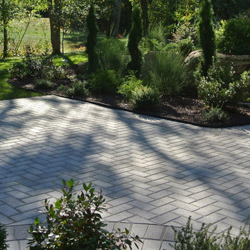 Traditional Herringbone Patio and Firepit
