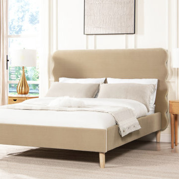 Stockholm Wavy Platform Bed, Fawn Brown, Queen