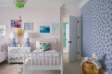 Kids' bedroom - coastal girl kids' bedroom idea in New York