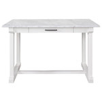 Universal Furniture - Universal Furniture Modern Farmhouse Elena Counter Table - The Elena Counter Table is a delightfully modern furnishing, built with a smooth stone top paired with a convenient storage drawer and a fresh white finish.