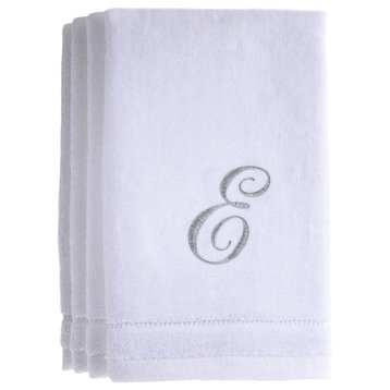 Monogrammed White Fingertip Towels Set of 4 - E
