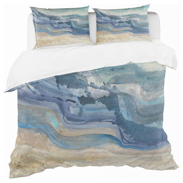 Coast Blue Sea Waves Watercolour Duvet Cover Set, King