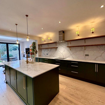 Kitchen Units in Little Greene Green Smoke in Intelligent Eggshell