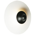 ET2 Lighting - Radar LED 1-Light Wall Sconce - Soft ambient light is cast indirectly off the contoured white reflector by LED cleverly concealed in the Black cup centered on the disc. Light can be directed by adjusting the gimbaled reflector.