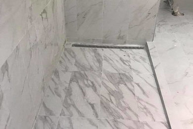 Customer Marble tile with custom build shower bathroom remodel