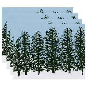 Hidden Forrest, Floral Print Placemat, Green (Set of 4), 18 x 14"