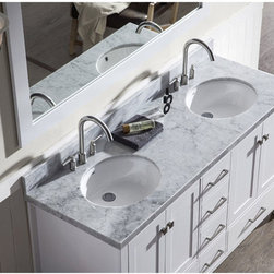 73 inch Double Sink Bathroom Vanity Set White Finish Carrara White Top - Bathroom Vanities And Sink Consoles