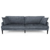 Daniel Contemporary 3-Seater Fabric Sofa With Accent Pillows, Charcoal/Black