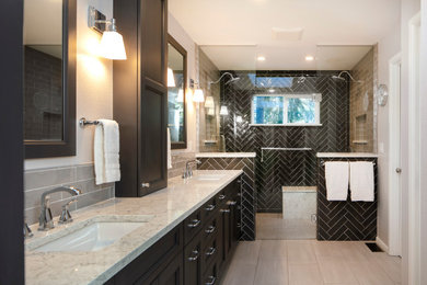 Example of a transitional bathroom design in Seattle