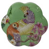 Apple Green Flower Bird Graphic Flower Shape Porcelain Box Container Hws1558