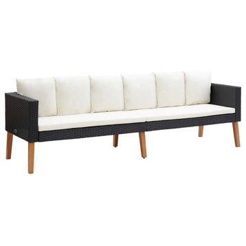 Vidaxl 3-Seater Garden Sofa With Cushions Poly Rattan Black