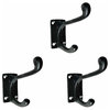 Black Wrought Iron Double Coat Robe Hooks 4" L Wall Mount Pack of 3