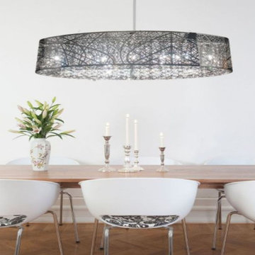 FN-1110  Soiree of Chrome and Crystal Round Chandelier 9 Light FN-1110