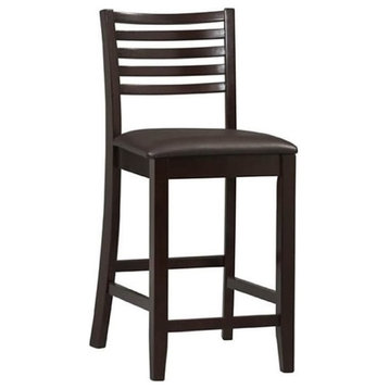 Hawthorne Collections 25" Wood & Faux Leather Counter Stool in Dark Merlot/Black