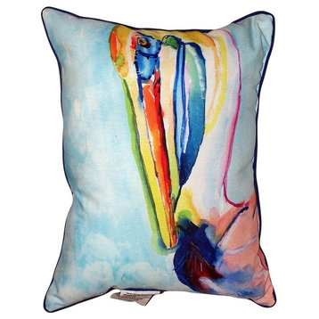 Betsy Drake Pelican Watercoloir Art Accent Throw Pillow Indoor Outdoor 18
