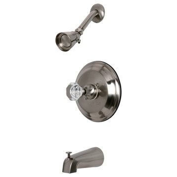 KB2638WCL Celebrity Tub and Shower Faucet, Single Crystal Octagonal Knob Handle