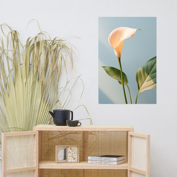 Floral Art Prints: A Moment of Peace Calla Lily Minimal Photorealism