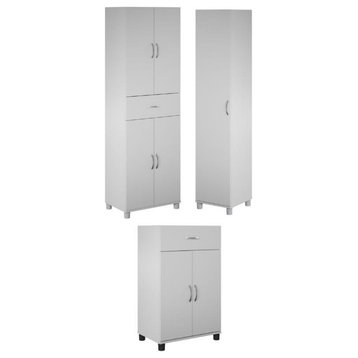 Home Square 3-Piece Set with 16" Cabinet Storage Cabinet & Base Storage Cabinet