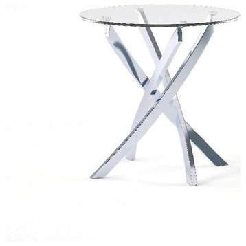 Furniture of America Cheatham Contemporary Glass Top End Table in Chrome