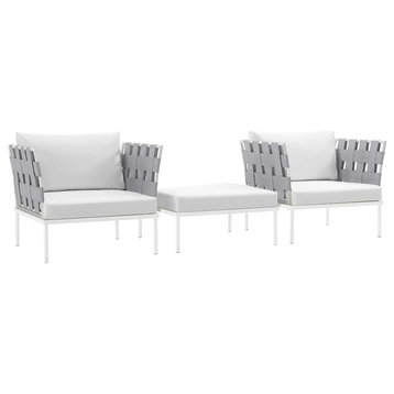 Harmony 3-Piece Outdoor Aluminum Sectional Sofa Set, White White