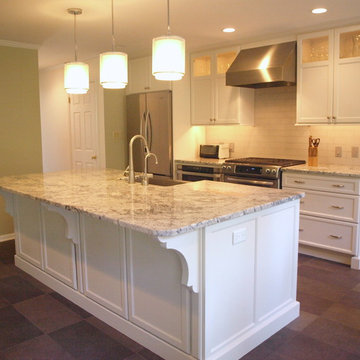 White Modern Kitchen with Large Island