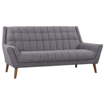 Contemporary Sofa, Unique Design With Elegant Button Tufting, Dark Grey