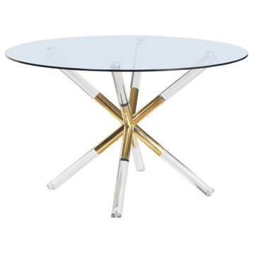The Helios Dining Table, 48", Modern, Round Glass Top