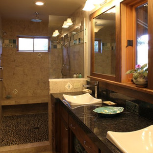 75 Beautiful Pebble Tile Bathroom With Tile Countertops Pictures