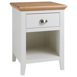 Bentley Designs - Hampstead 2-Tone Painted Furniture 1-Drawer Bedside Cabinet - Hampstead Two Tone Painted 1 Drawer Bedside Cabinet offers elegance and practicality for any home. Soft-grey paint finish contrasts beautifully with warm American Oak veneer tops, guaranteed to make a beautiful addition to any home.