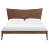 Platform Bed Frame, Full Size, Wood, Brown Walnut, Modern Mid-Century, Bedroom