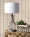 nuLOOM 25" Rattan Beaded Frame Cloth Shade Light Gray Table Lamp