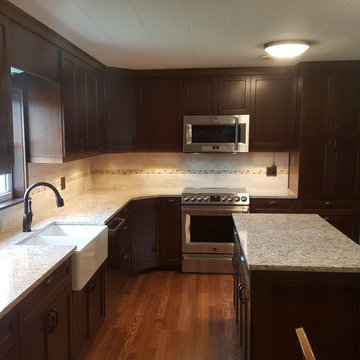 Hickory cabinets with dark finish