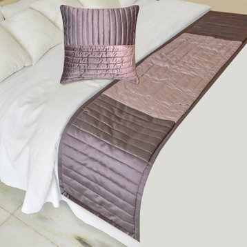 Purple Satin, Velvet King 90"x18" Bed Runner WITH Two Pillow Cover-Plum Radiance