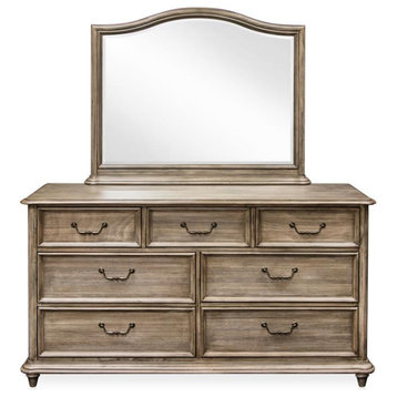 Furniture of America Calpa Rustic Wood 2-Piece Dresser and Mirror in Natural