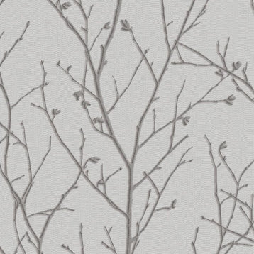 Water Silk Sprig Silver Wallpaper, 20x396