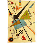 Kashmir Designs - Kandinsky White Oval Wool Rug / Wall Tapestry Hand Embroidered 6ft x 4ft - This modern accent wool Rug is hand embroidered by the finest artisans of Kashmir and design inspired by the works of modern artist, Wassily Kandinsky. Many of our customers buy these contemporary rugs as a wall art to decorate the walls of their modern homes or to spice up their traditional decor. The expert Kashmiri needlework in this handmade, hand embroidered contemporary rug is of the finest chainstitch, a superlative stitch. The eye-catching design deserves to be seen and experienced. Wherever you place it, it is sure to draw attention. The Kashmir wool makes it soft to the touch, and the texture of the embroidery is a sensory delight. This area rug will make an excellent outdoor or indoor rug and will add fun and festive atmosphere to your home.