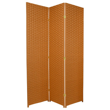 6' Tall Woven Fiber Room Divider, Special Edition, Rust, 3 Panel