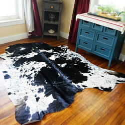 NEW LARGE COWHIDE RUG TRICOLOR COWSKIN COW HIDE LEATHER SIZE 6.8X5.9---789 - Home Decor
