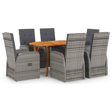 vidaXL Patio Dining Set Outdoor Dining Set Table and Chair Set 7 Piece Gray
