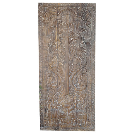 Consigned Artistic Tree of Life Vintage Carved Wood Wall Sculpture