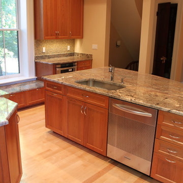 Transitional cherry wood kitchen in Boston