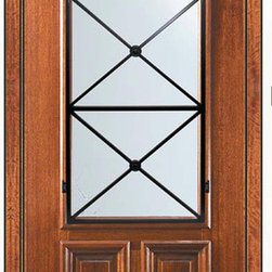Pre-hung Single Door 96 Wood Mahogany Republic 2/3 Lite Wrought Iron - Front Doors